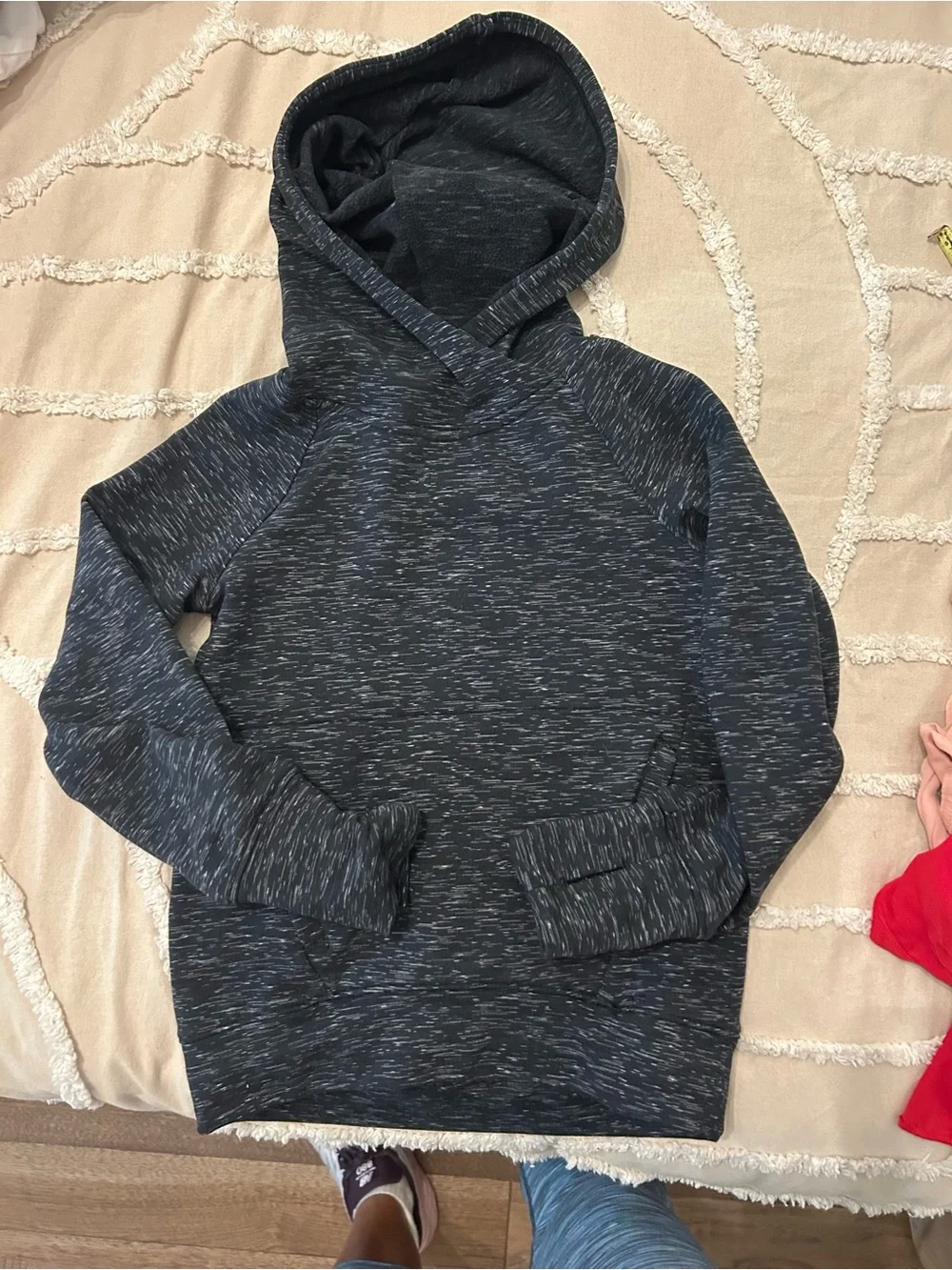 Girls Black Space-Dye Pullover Hoodie